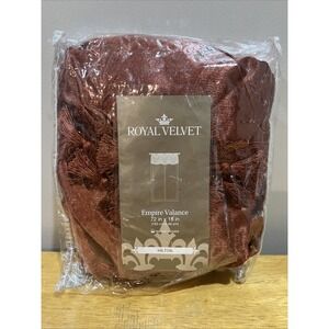 Royal Velvet Empire Valance Hilton Red Copper 72x18" Fringe Beads Burnt Henna